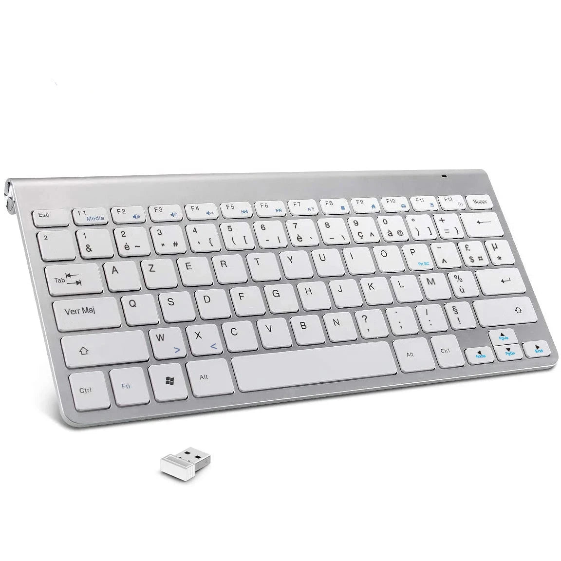 clavier azerty sans fil argenté bluetooth