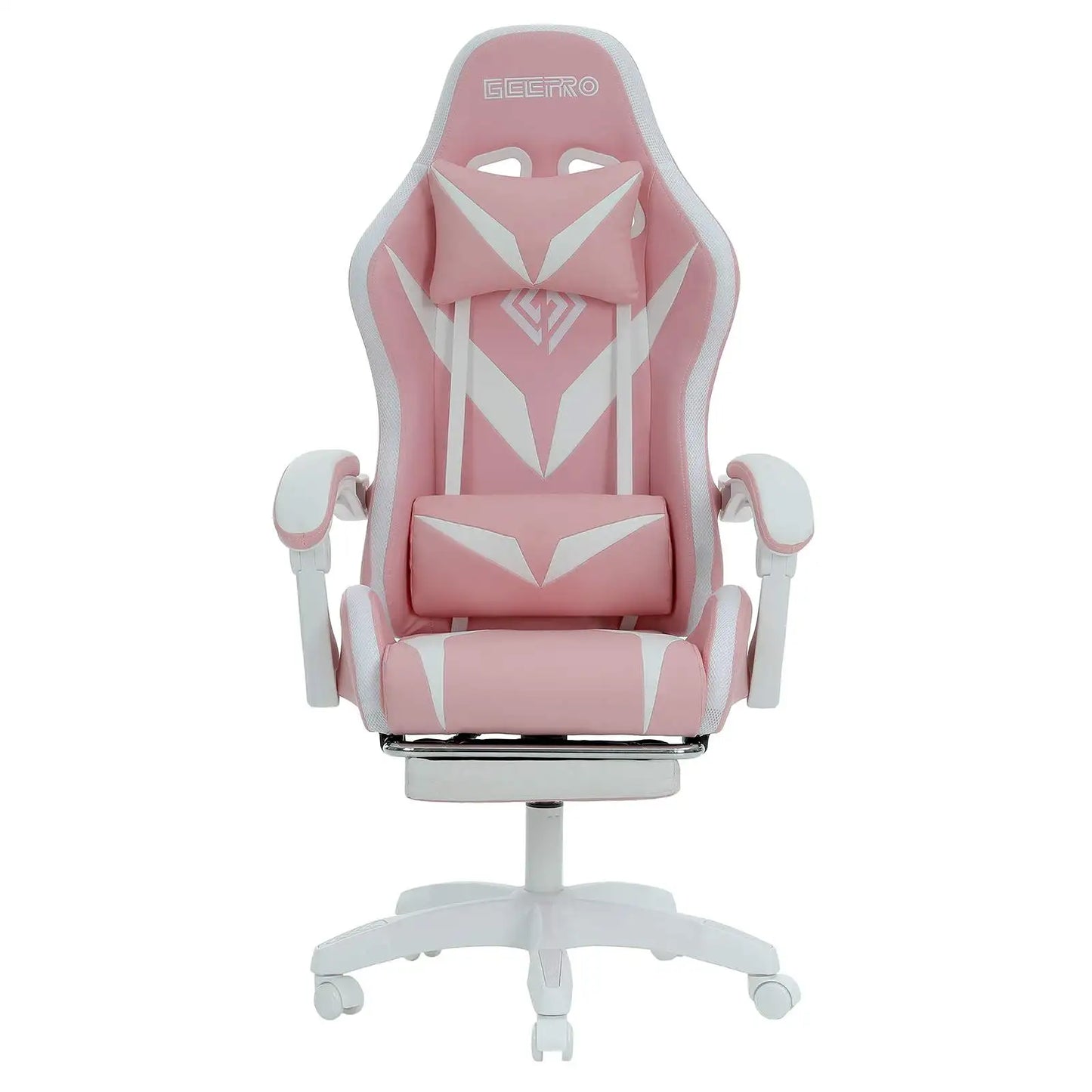 Chaise gamer rose et blanc