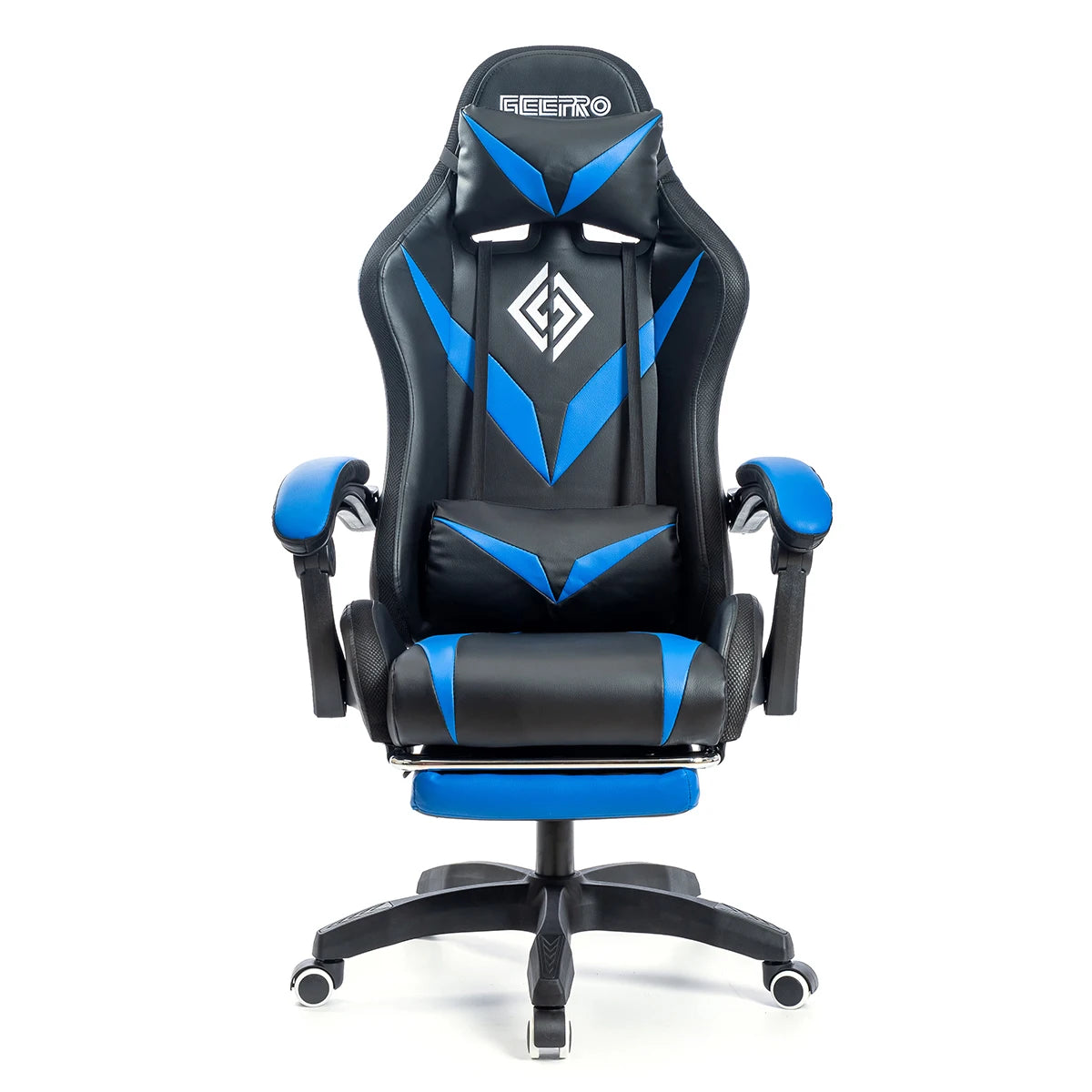 chaise gamer cuir noir bleu