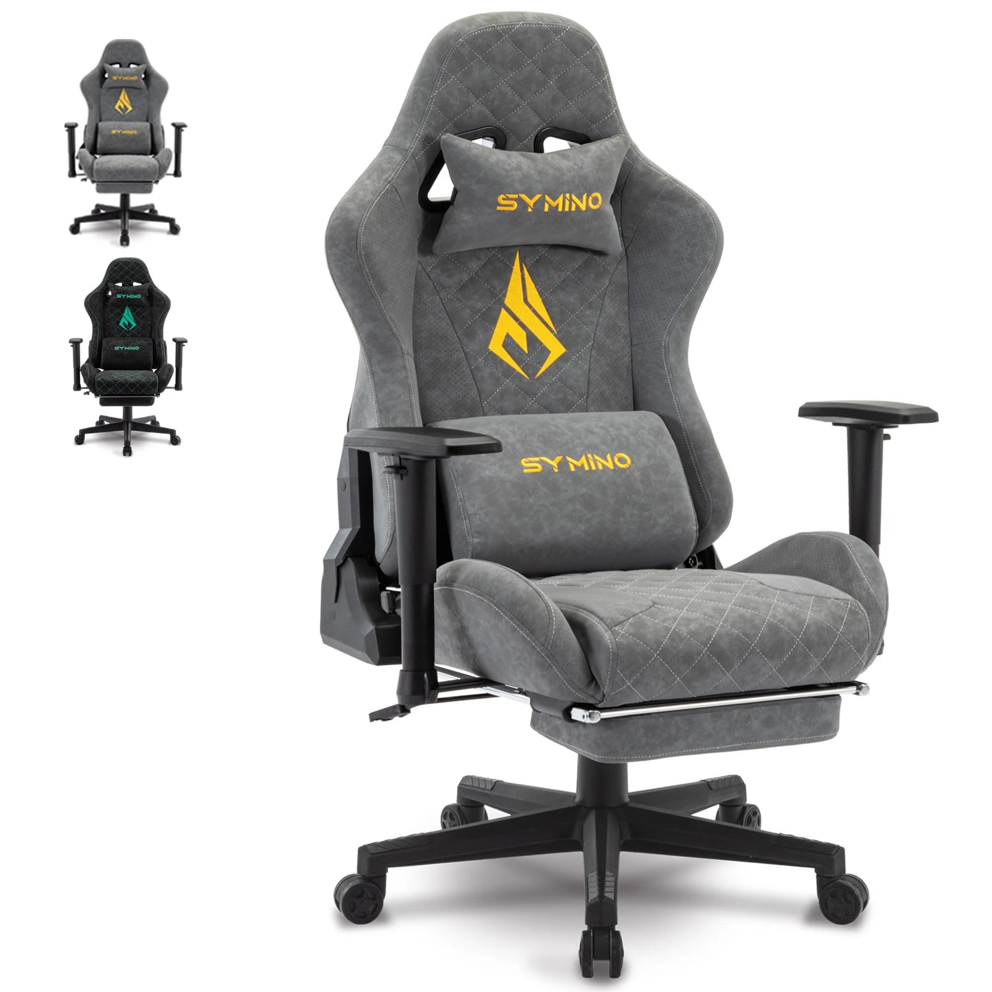 chaise gamer roulette repose main grise alcantara