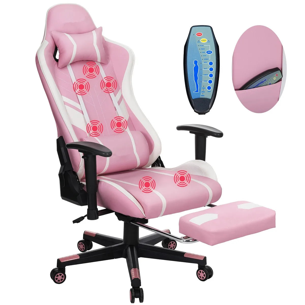 chaise gamer massante rose