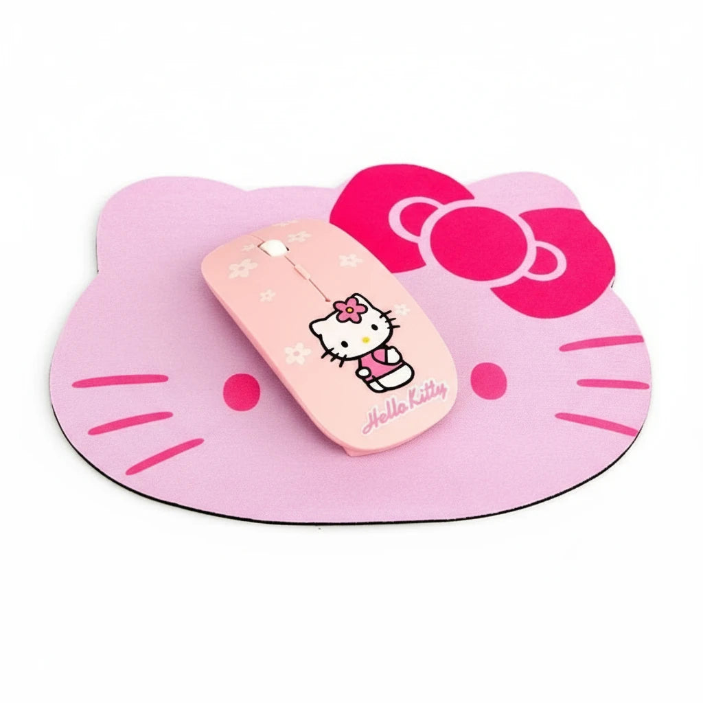 Souris Hello Kitty rose décorative, accessoire kawaii pour setup bureau