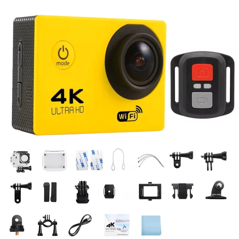 Caméra d'Action 4K avec WiFi jaune