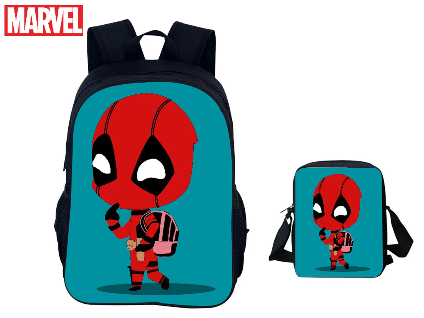 Sac scolaire Deadpool rouge et noir avec bretelles rembourrées ergonomiques