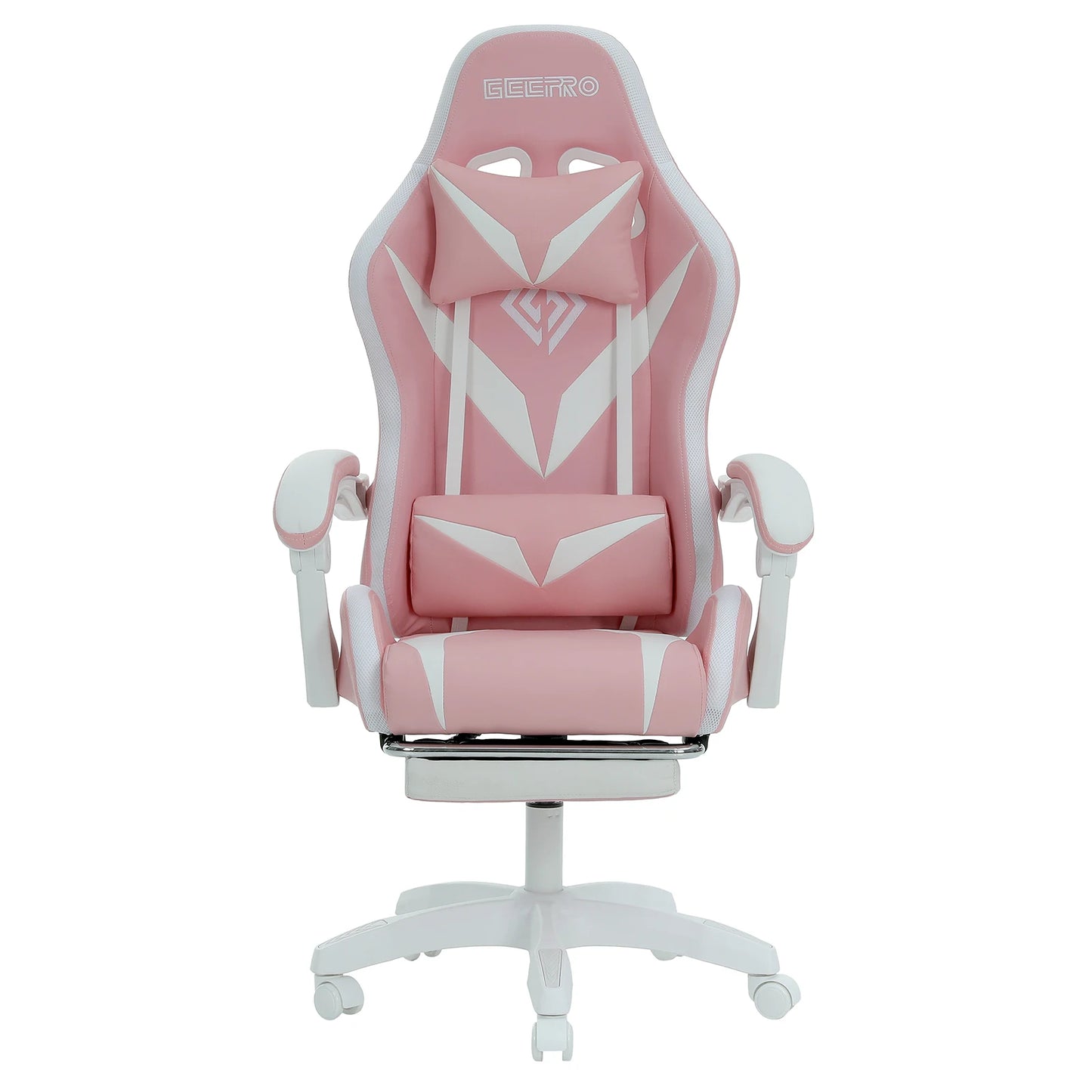 chaise gamer cuir blanc rose
