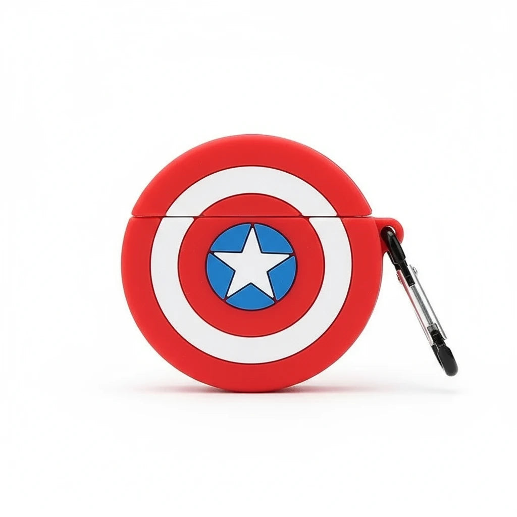 Coque AirPods Captain America avec logo bouclier Marvel, protection complète