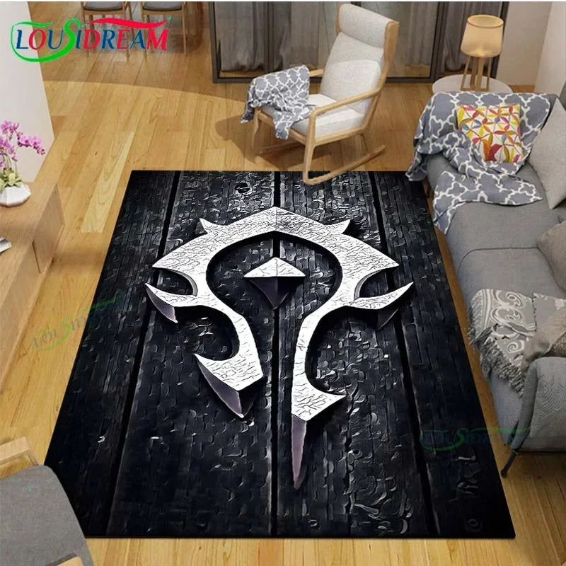 tapis sol gamer world of warcraft horde noir et blanc