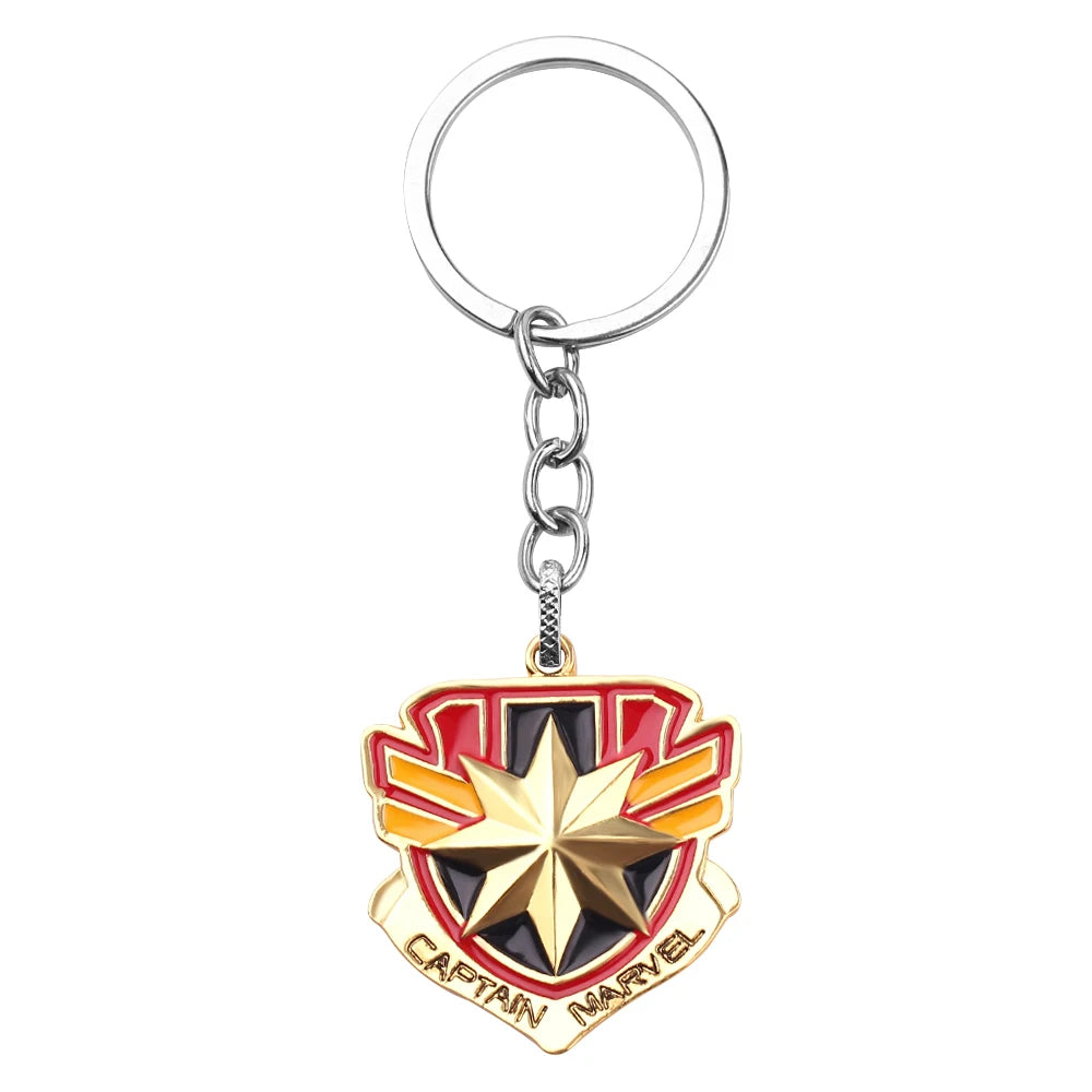 Porte-clés Marvel Captain Marvel logo bicolore, cadeau geek super-héroïne.
