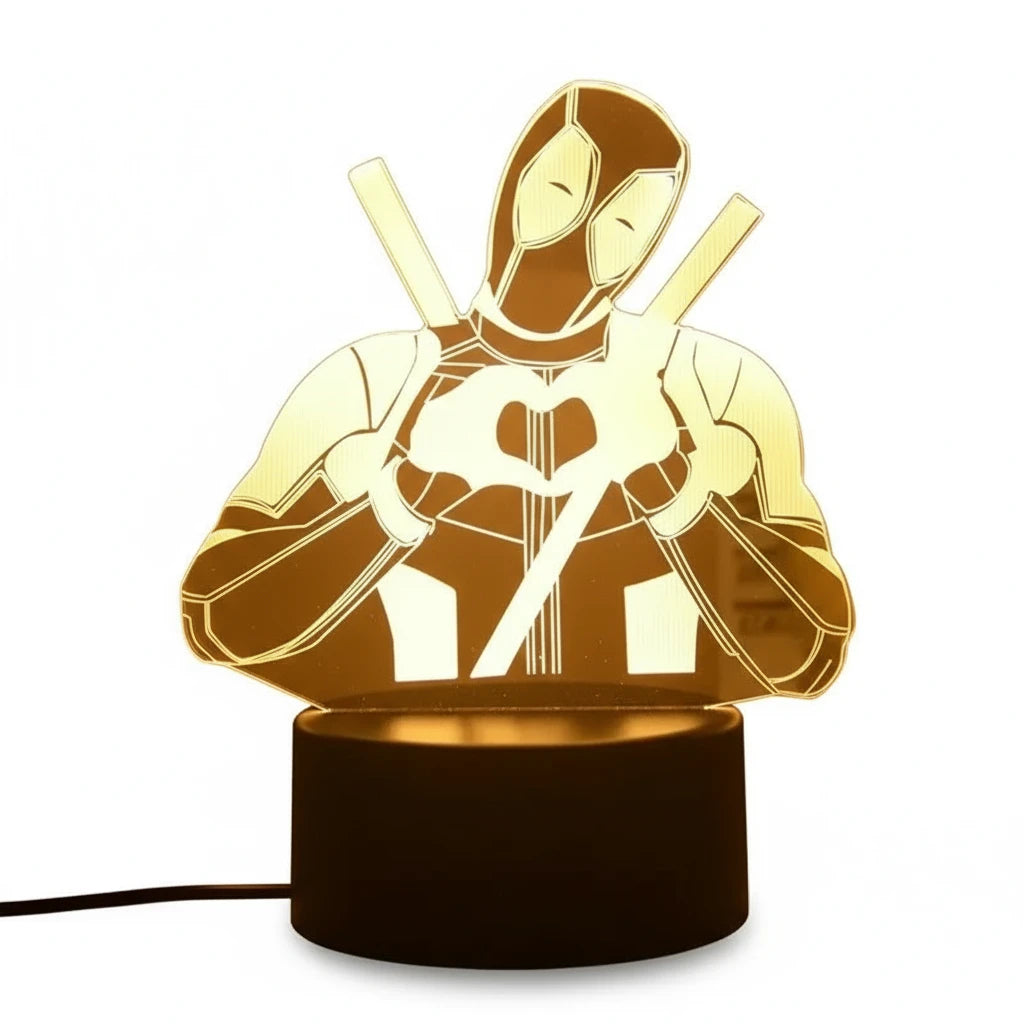 Veilleuse Deadpool LED avec base tactile et effet lumineux 3D
