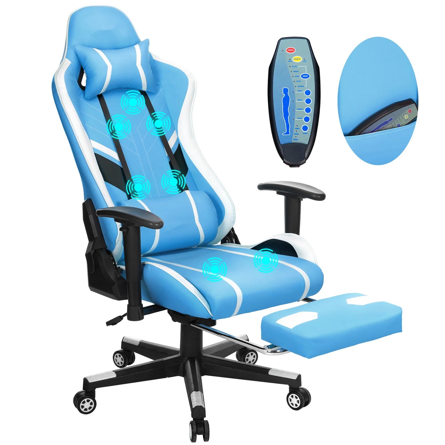 chaise galer massante bleu
