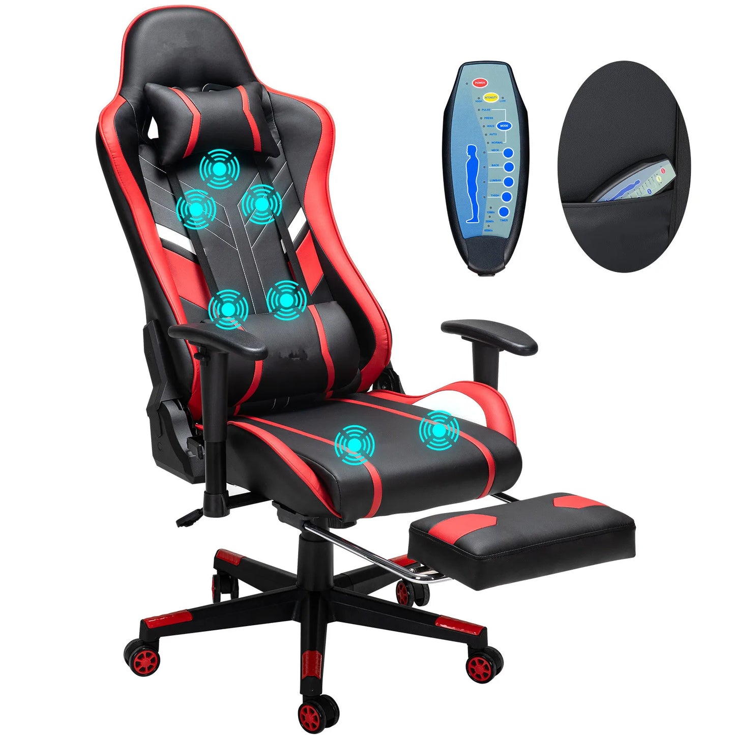 chaise gamer massante rouge