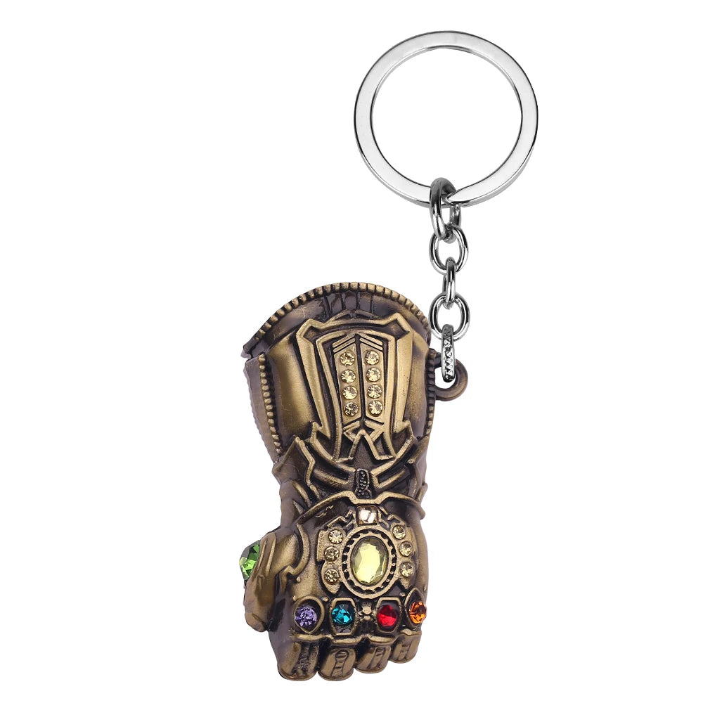 Porte-clés gant de Thanos Avengers collection métal doré.