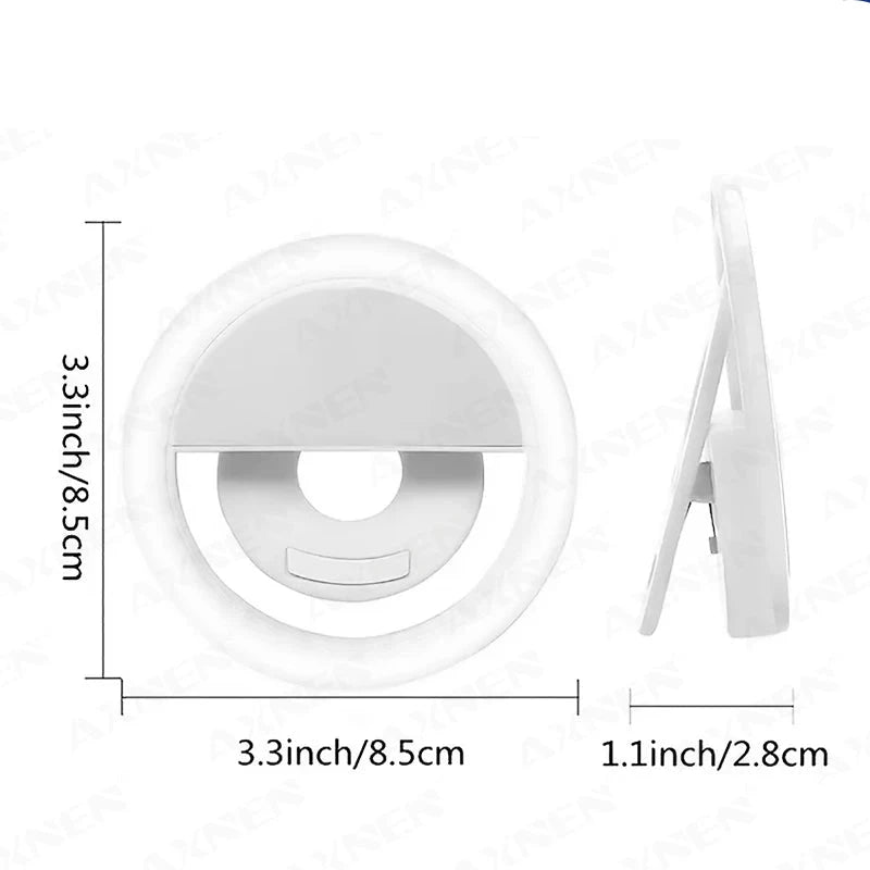 Anneau lumineux compact avec clip universel – accessoire photo et TikTok