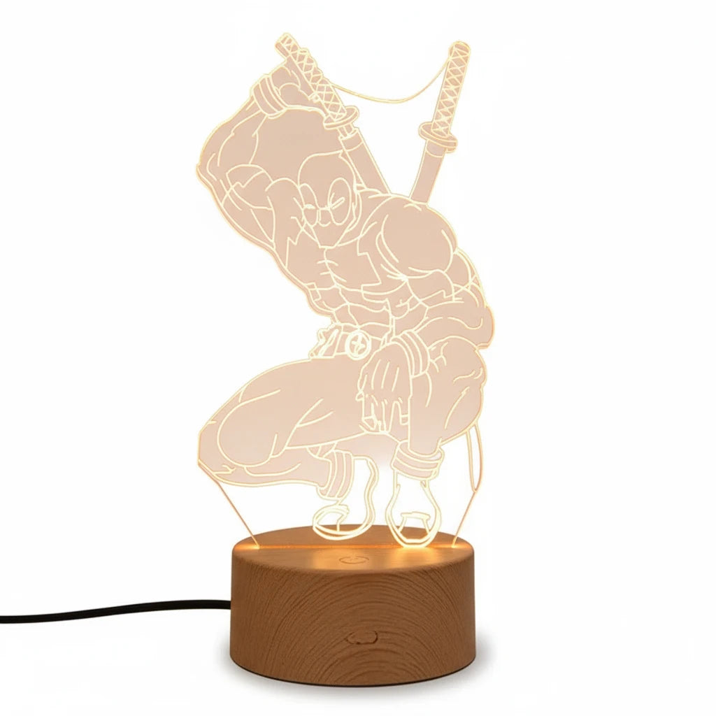 Lampe 3D Deadpool humour geek pour setup gaming ou cadeau