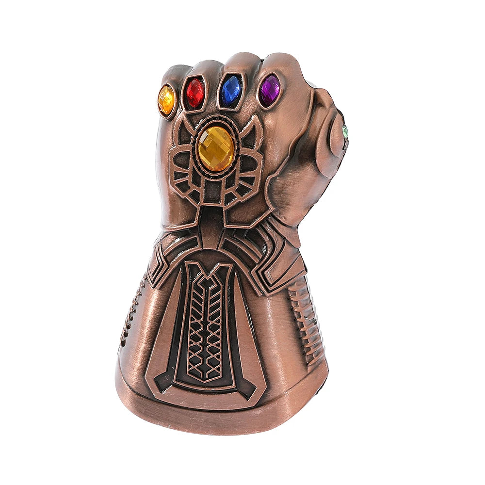 Porte-clés Thanos gant doré métal massif, effet brillant.