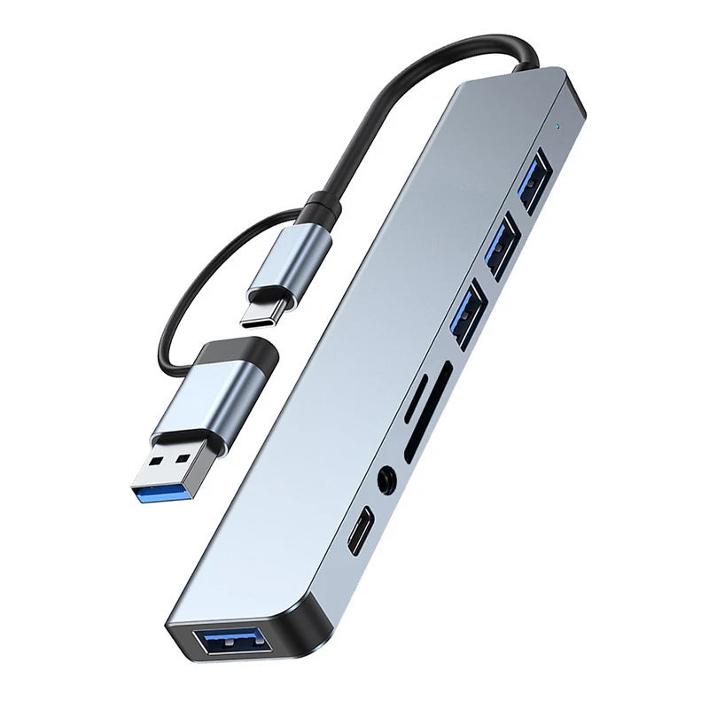 Hub Type-C avec port audio, USB 2.0 et lecteur de carte intégré