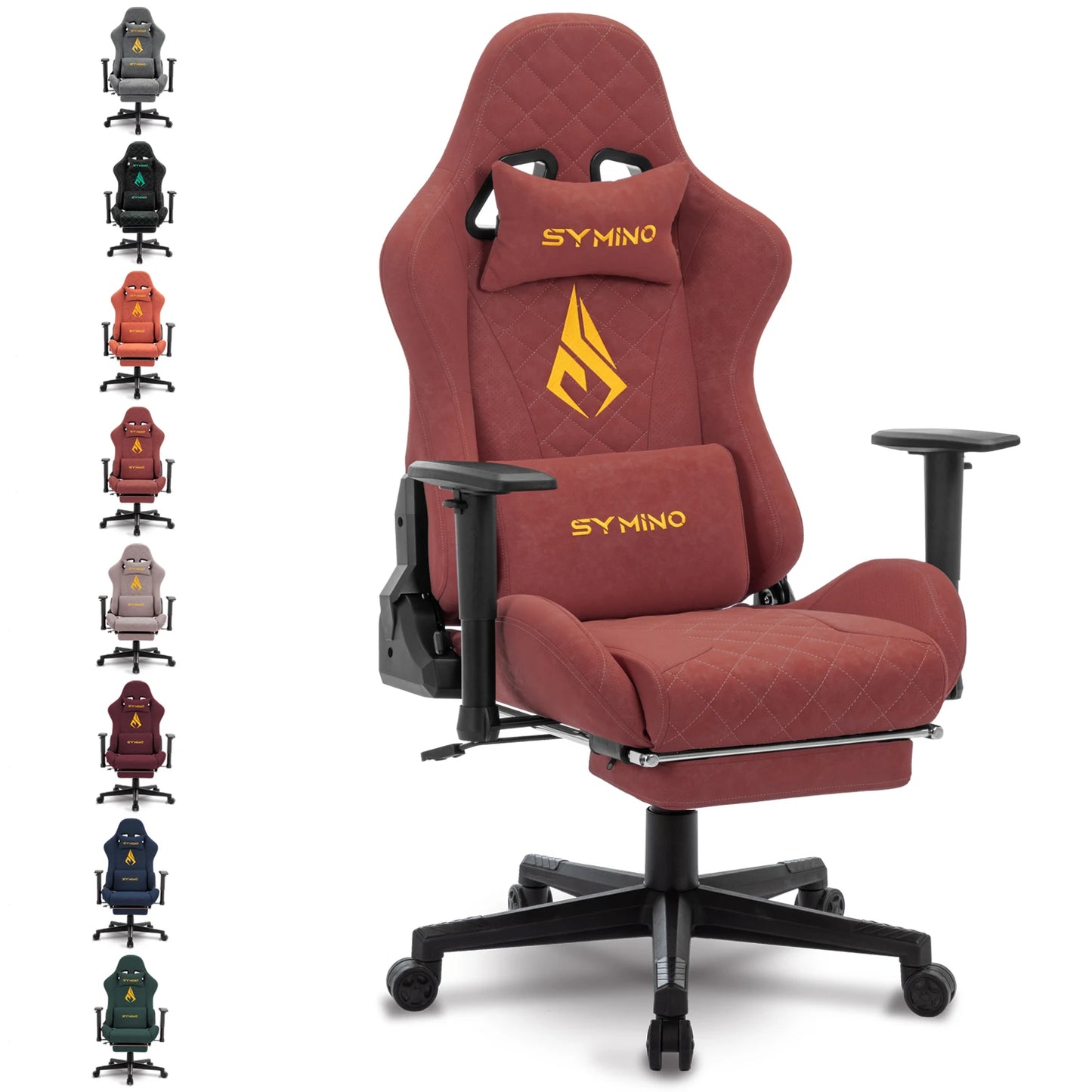 chaise gamer roulette repose main rouge alcantara