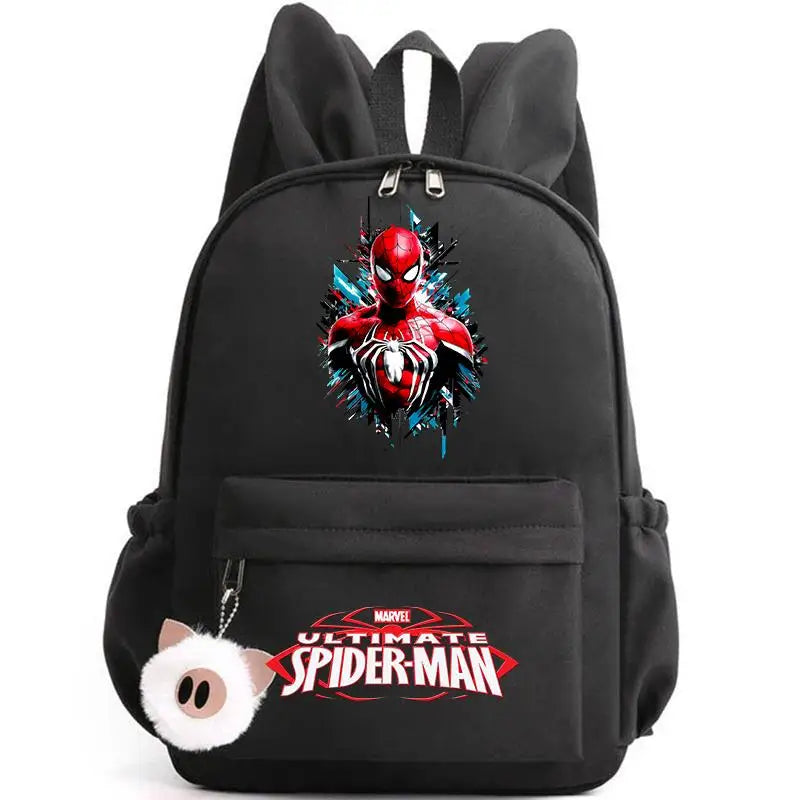 Sac à dos Spider-Man noir design super-héros avec logo rouge