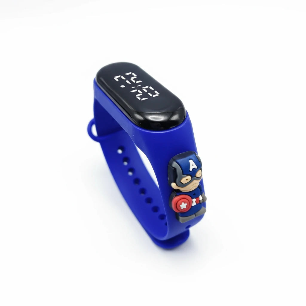 Montre Captain America enfant avec logo bouclier Marvel et affichage digital