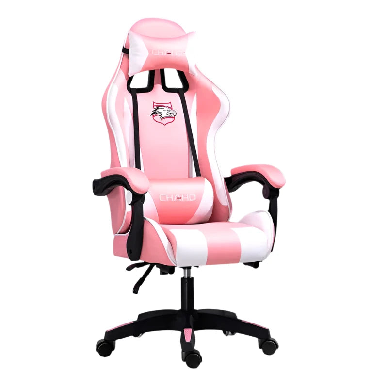 chaise gamer rose à roulette