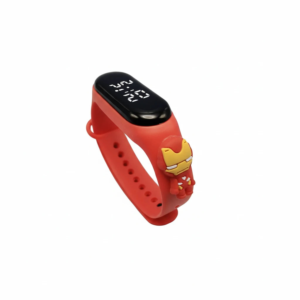 Montre Iron Man Marvel LED pour enfants, design super-héros doré et rouge