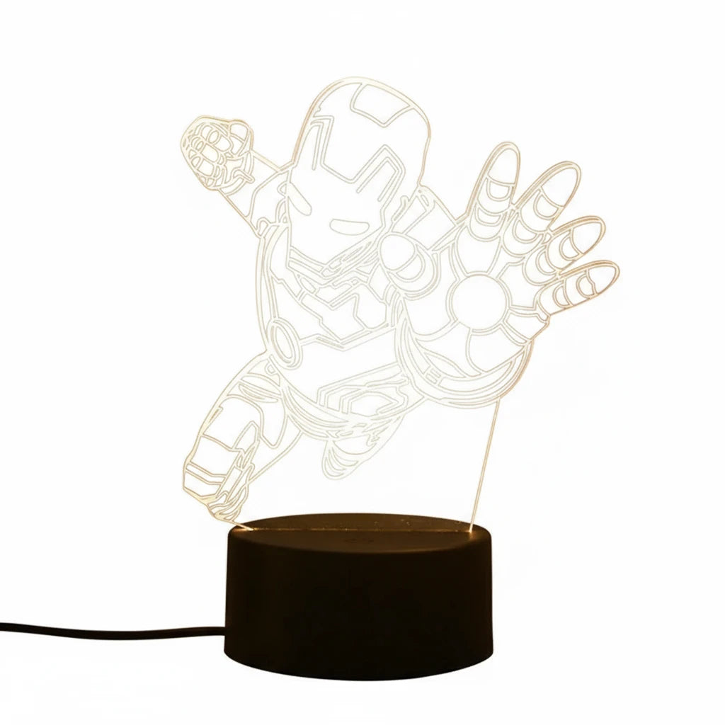 Lampe 3D Iron Man LED multicolore effet illusion de profondeur