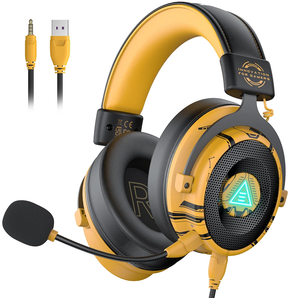 casque pro gamer jaune
