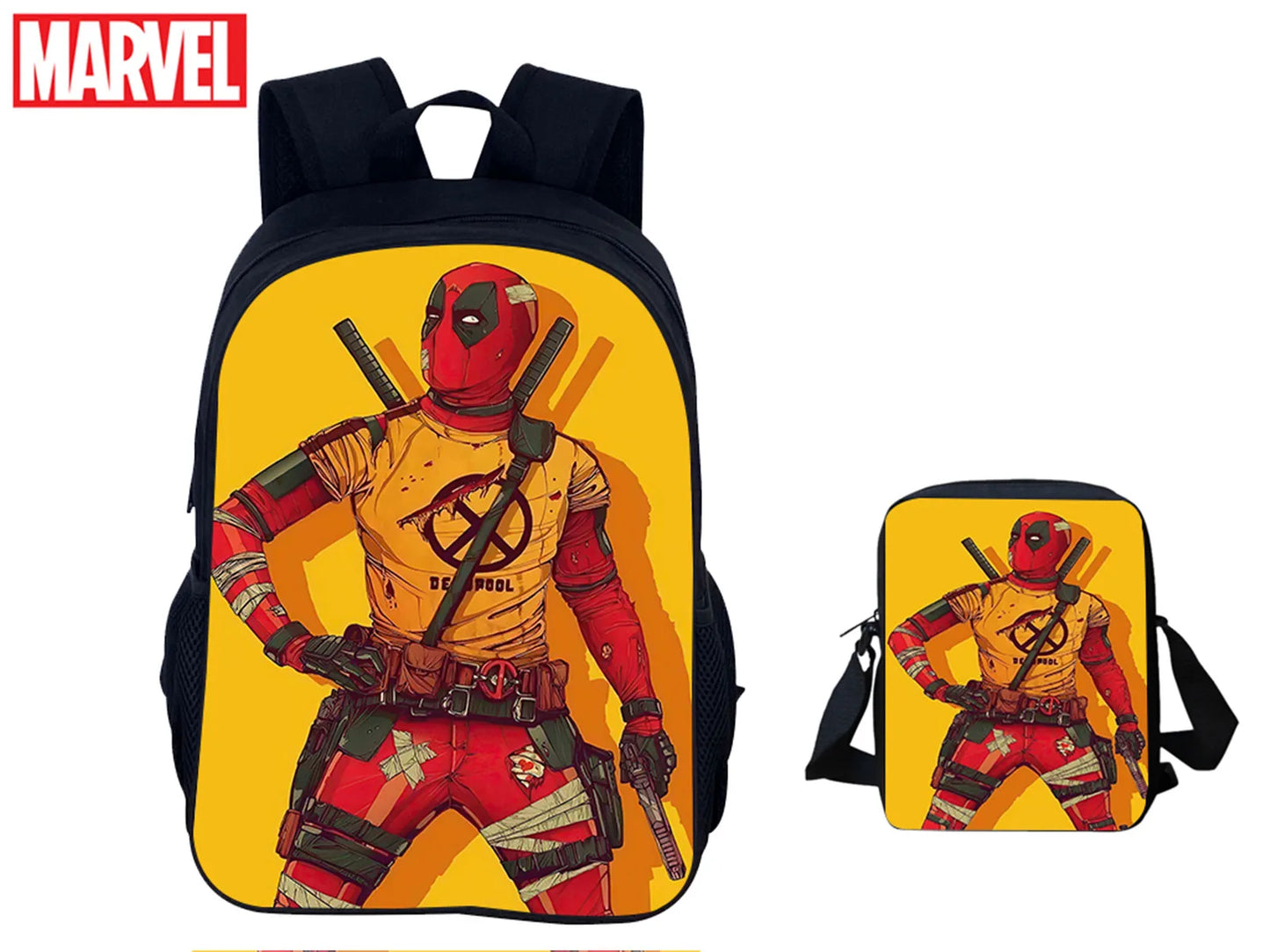Sac à dos Deadpool rouge et noir design super-héros, parfait pour le quotidien