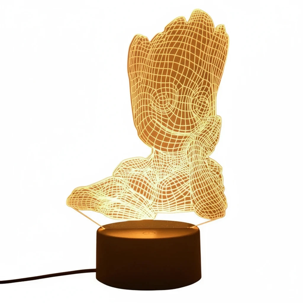 Lampe 3D Groot LED multicolore effet illusion pour chambre enfant