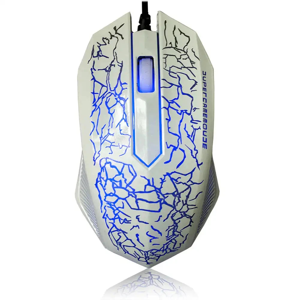 souris gamer filaire blanc et bleu