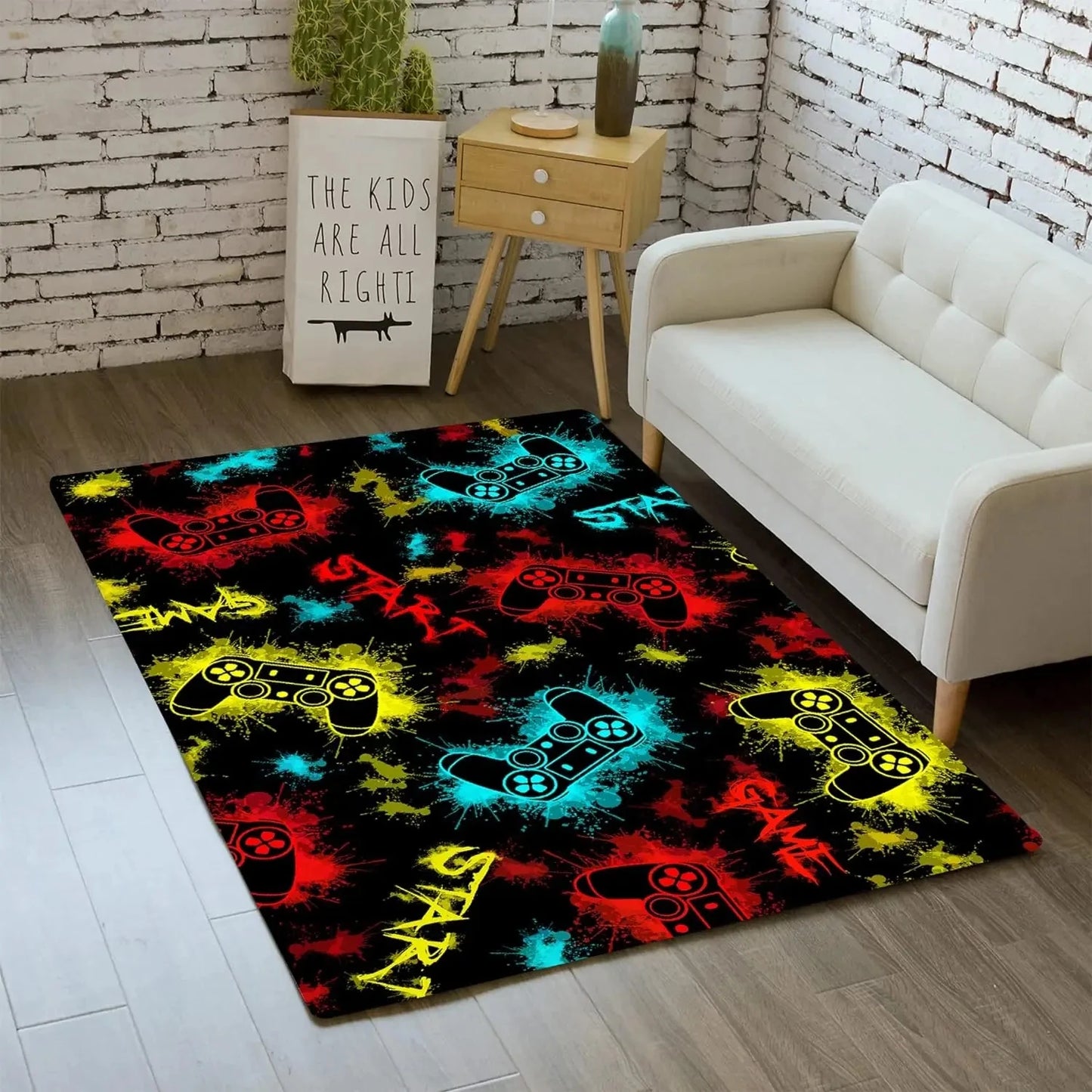 Tapis sol game start manette rouge jaune bleu