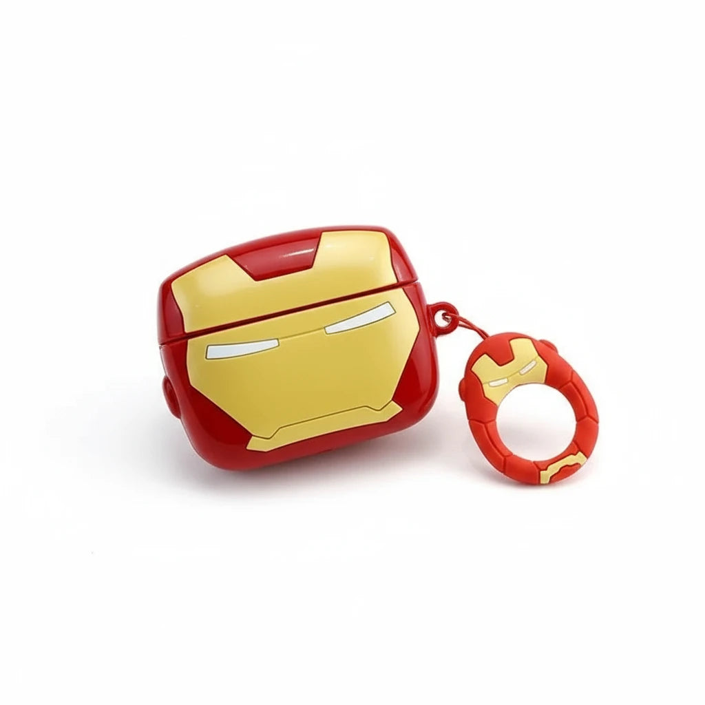 Étui AirPods Iron Man Marvel doré et rouge, housse protectrice en silicone souple