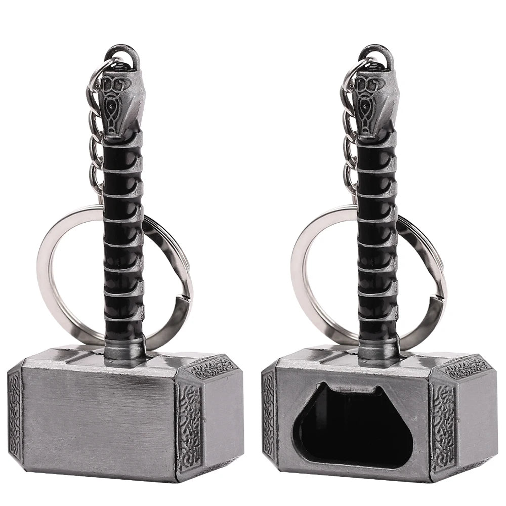 Porte-clés Thor Avengers marteau métal avec gravure nordique.