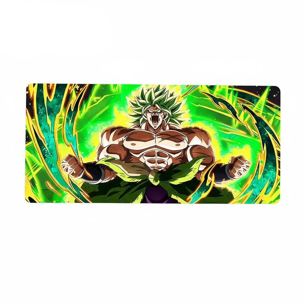 Tapis de souris Broly Super Saiyan Dragon Ball Z, grand format gamer antidérapant, design HD coloré.