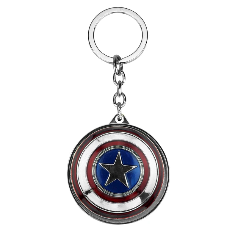 Porte-clés Captain America bouclier Marvel métal, design rouge blanc bleu iconique.