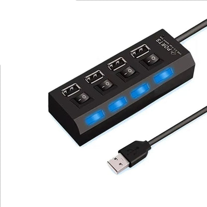 Répartiteur USB 2.0 noir – transfert 480 Mbps