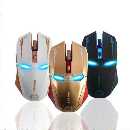 Souris Iron Man gaming lumineuse pour PC portable, bureau et setup gamer