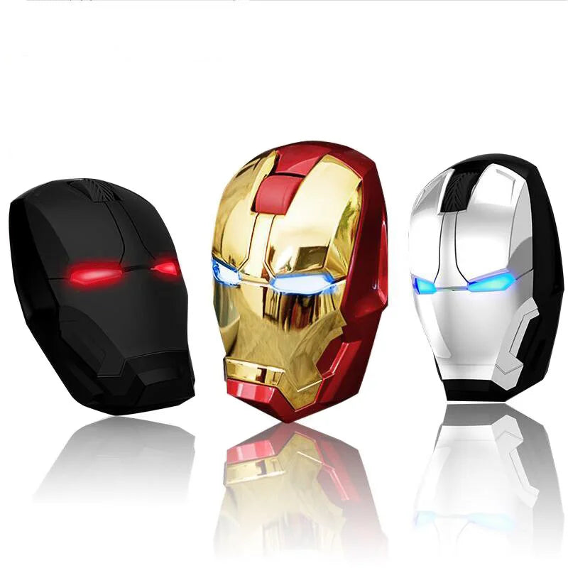 Souris sans fil Iron Man 2.4G USB ergonomique avec LED rouge et design Marvel