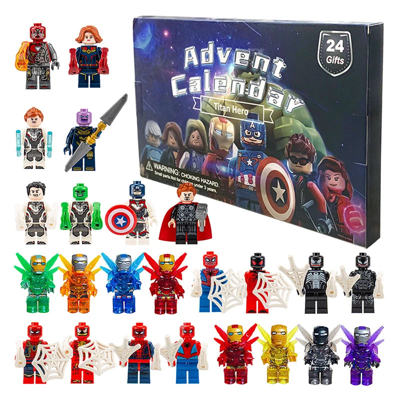 Calendrier Marvel 24 figurines – jouet cadeau sur le thème des super-héros