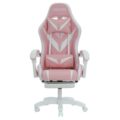 chaise gamer cuir blanc rose