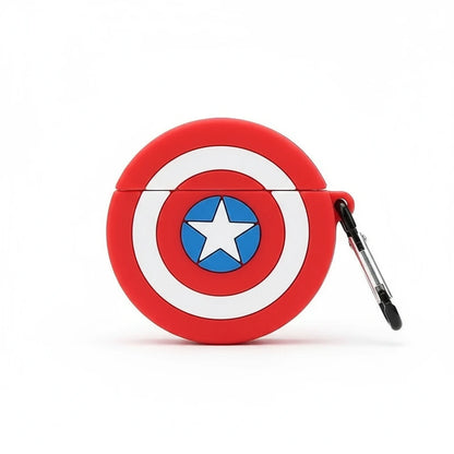 Coque AirPods Captain America avec logo bouclier Marvel, protection complète