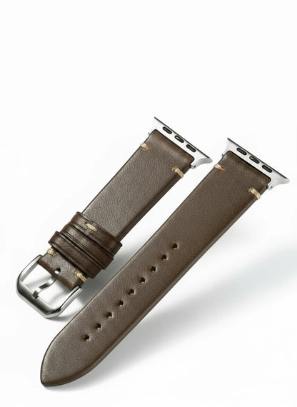 Bracelet cuir marron pour Apple Watch – boucle à ardillon en acier