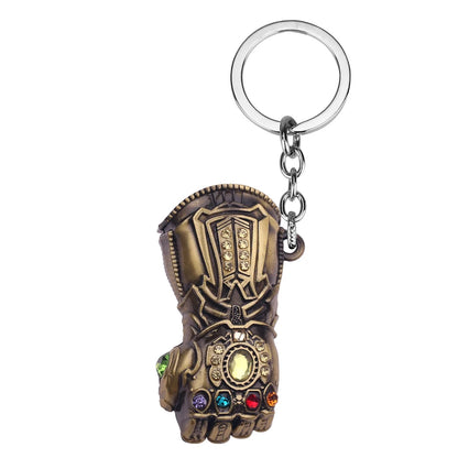 Porte-clés gant de Thanos Avengers collection métal doré.