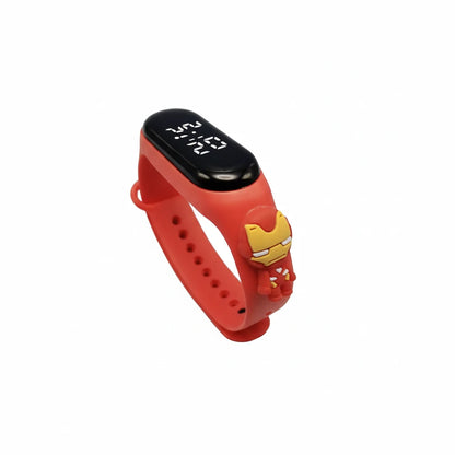 Montre Iron Man Marvel LED pour enfants, design super-héros doré et rouge