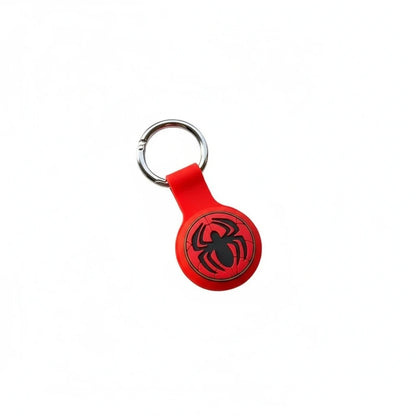 Étui AirTag Captain America avec logo bouclier bleu et blanc en silicone