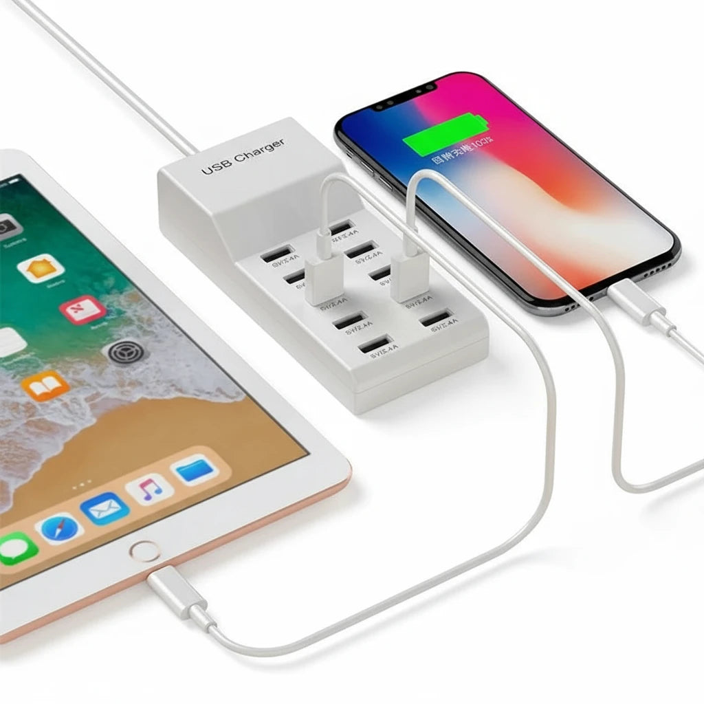 Hub USB 10 ports EU plug pour smartphones, tablettes et accessoires