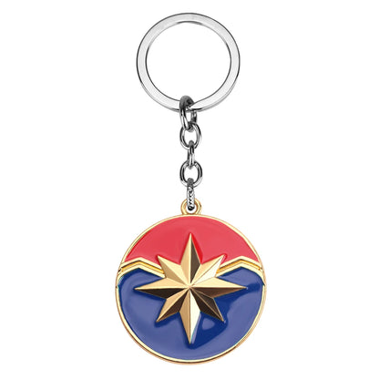 Porte-clés Captain Marvel étoile dorée, métal brillant, accessoire féminin Marvel.