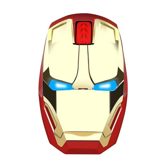 Souris sans fil Iron Man portable, design casque Marvel avec lumière intégrée