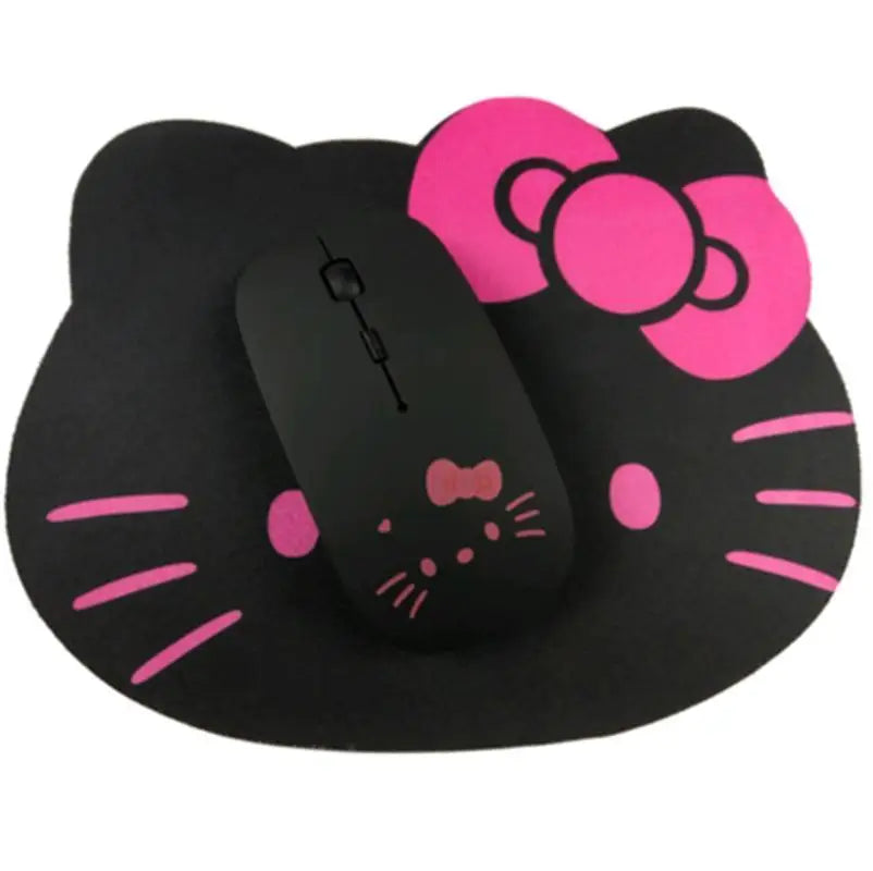 Souris sans fil Hello Kitty rose Bluetooth rechargeable avec tapis assorti