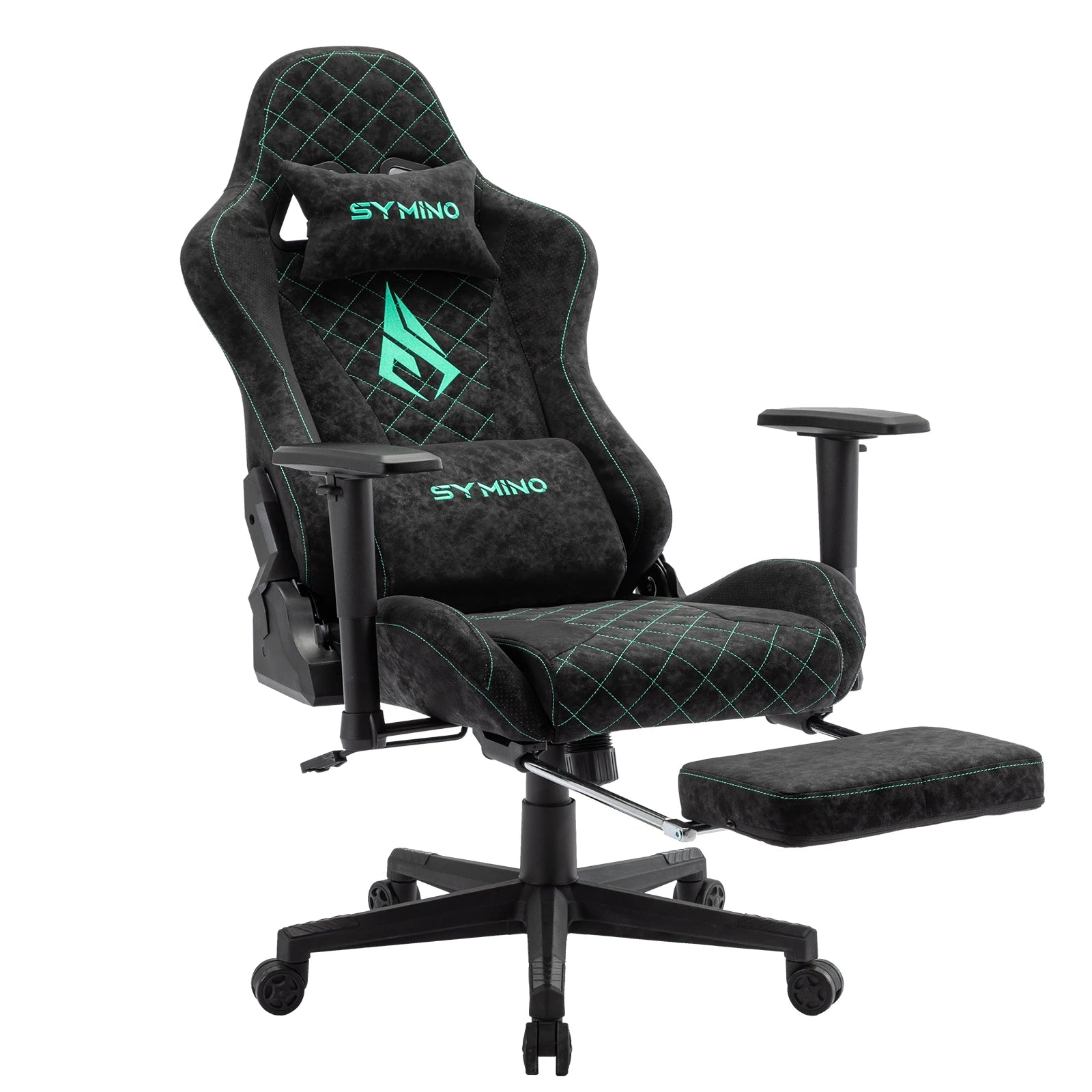 Chaise Gamer Alcantara noir verte